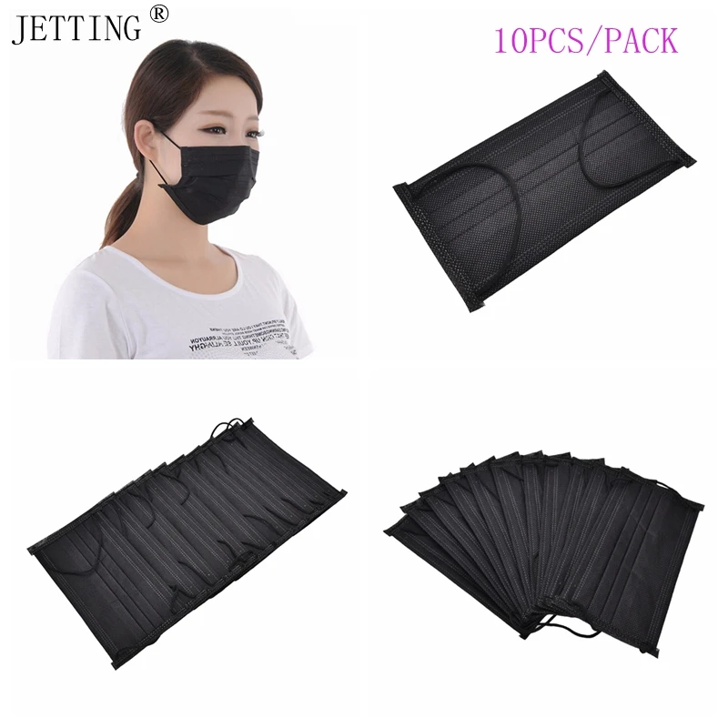 

10pcs Disposable 4Layer Black Medical Non Woven Activated Carbon Anti-Dust&fog&bacteria&PM2.5 thin section breathable Face Masks