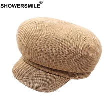 SHOWERSMILE Кепка Newsboy, женская летняя кепка Baker Boy, плоская кепка, женская, дышащая, полый, японская мода, регулируемая, женская кепка Gatsby