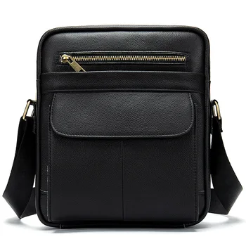 

8509 New Fashion Cowhide Leather Bags Men Recreational Slant Vertical Multifunctional Single Shoulder Bag