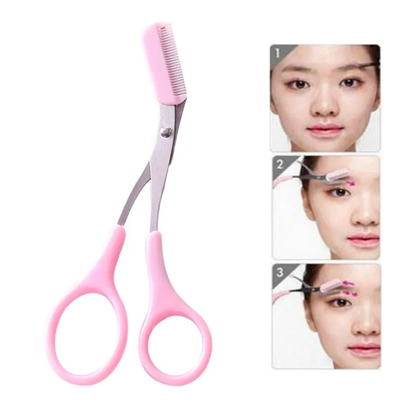

1PC Eyebrow Trimmer Scissors With Comb Remover Makeup Tools Hair Removal Grooming Shaping Shaver Trimmer Eyelash Hair Clips