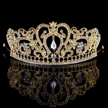 Hot Sale Luxury Gold Sliver color Crystal Bridal Crown Woman Tiaras Hair Jewelry Bride Wedding Hair Accessories