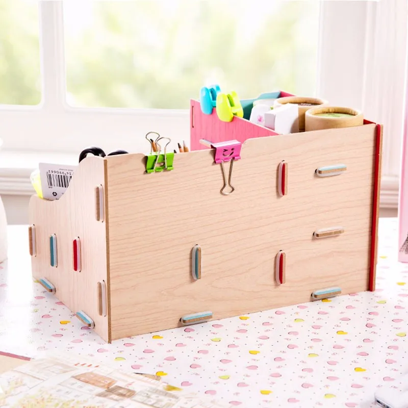Modern Style Wood Cosmetics Organizer Dresser Top Jewelry Storage