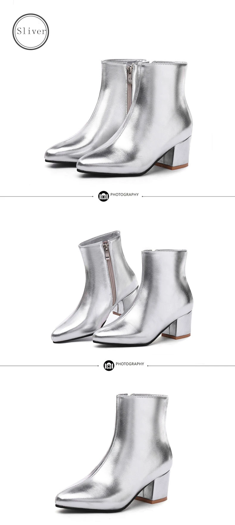 RQFF Brand Winter Boots Women With Box Big size 34-43 Shoes Woman 6CM Heel Ankle Boot Female Footwear Gold Leather Ladies Shoe (18)