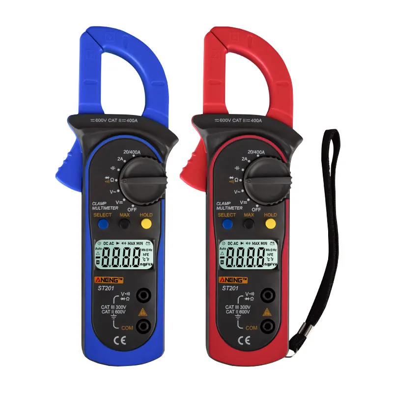 

ST201 Digital Clamp Meters Multimeter With AC/DC Voltage Tester Current Resistance Transistor Test Mult Power Meter