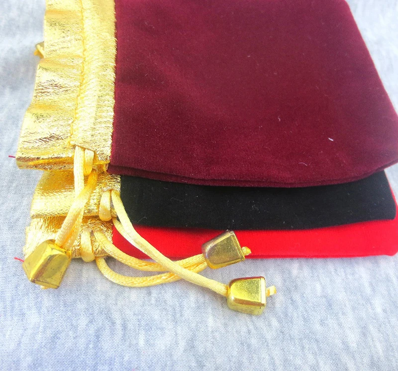 

7*9cm 100pcs Phnom Penh Wine Red Jewelry Velvet Bags For Packing Gifts Handmade Women Jewellery Pouches Flannel Bag Drawstring