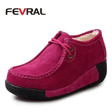 FEVRAL/ зимние женские теплые кроссовки на плоской платформе; женская повседневная обувь; женская замшевая обувь на шнуровке; Размеры 35-41