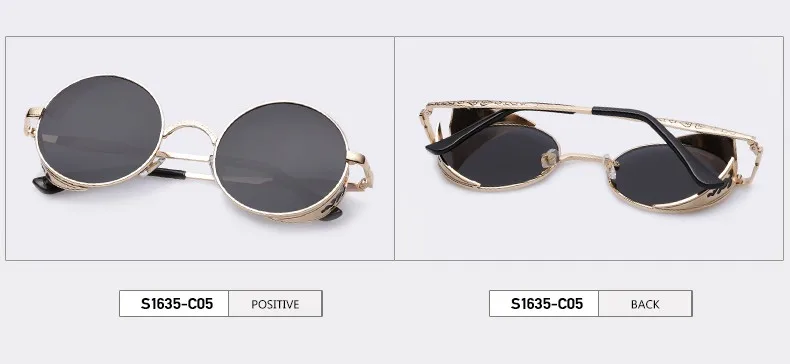 AOFLY Стильные женские и мужские солнцезащитные очки унисекс, в стиле панк, в круглой форме и необычном дизайне, в металлической оправе и зеркальным покрытием линз, защита от УФ лучей