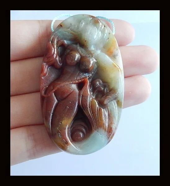 

Natural Semiprecious stone jewelry Carved Mermaid Amazonite Pendant Bead,57x34x10mm,30.3g