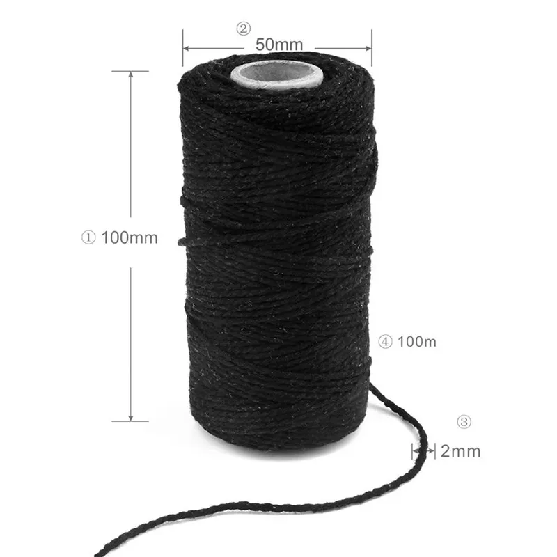 Cordon coton 91,5 м длина/100 ярд 2 мм ширина Чистый хлопок скрученный шнур веревка ремесла макраме ремесленный шнур Горячая corde& xs
