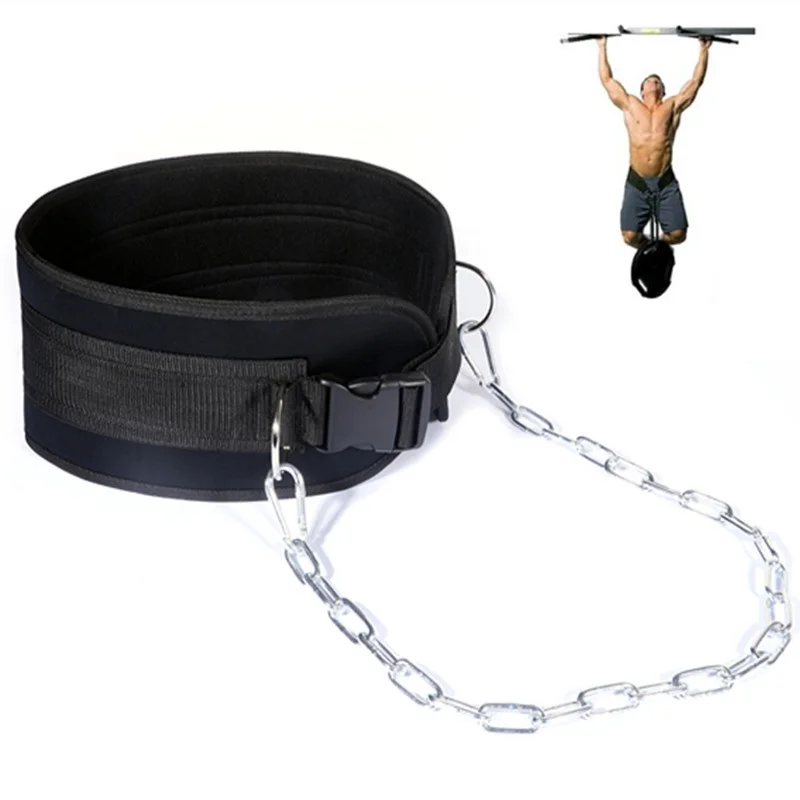 Kopen Dip Riem met Ketting Gym Riem voor Gewichtheffen Pull Up Squat Terug Spier Training Crossfit Bodybuilding Taille Ondersteuning Protector