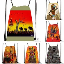 Индивидуальный дизайн в африканском стиле художественная походная сумка на шнурке милый рюкзак для детей(черная спинка) 31x40 см#180531-03-31