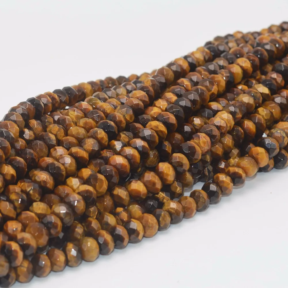 

Natural Tiger's Eye Stone Faceted Rondelle Beads 8x5mm
