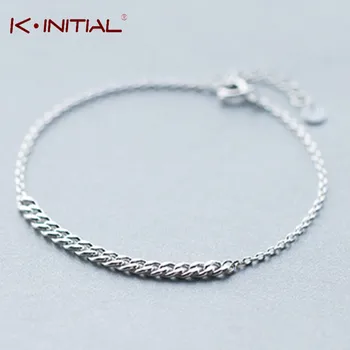 Kinitial 1Pcs 925 Silver Twist Chain Bracelet & Bangle Trendy Bracelet Jewelry Lady Men