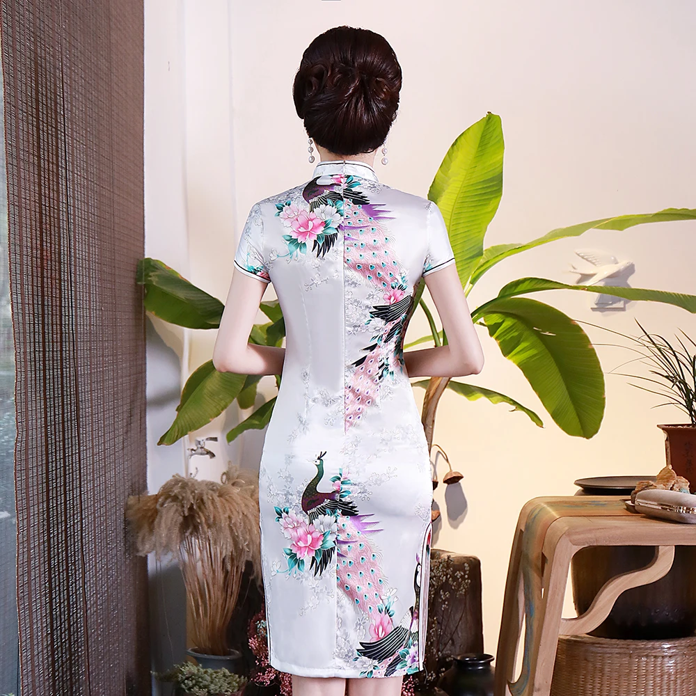 Chinese Dress Plus Size 3XL 4XL 5XL 6XL Satin Female Qipao Vintage Chinese Evening Dress Mandarin Collar Classic Flower Cheongsam