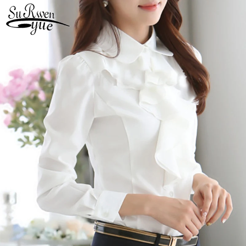 

2019 fashion Chiffon blouse women blouse Long Sleeve white Ladies Office shirt women Blouse women's clothing tops blusas 8C81