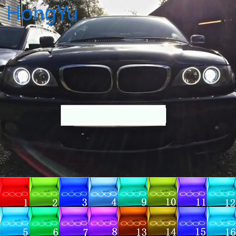 

Headlight Multi-color RGB LED Angel Eyes Halo Ring Eye DRL RF Remote Control for BMW E46 2004-06 projector headlight Accessories