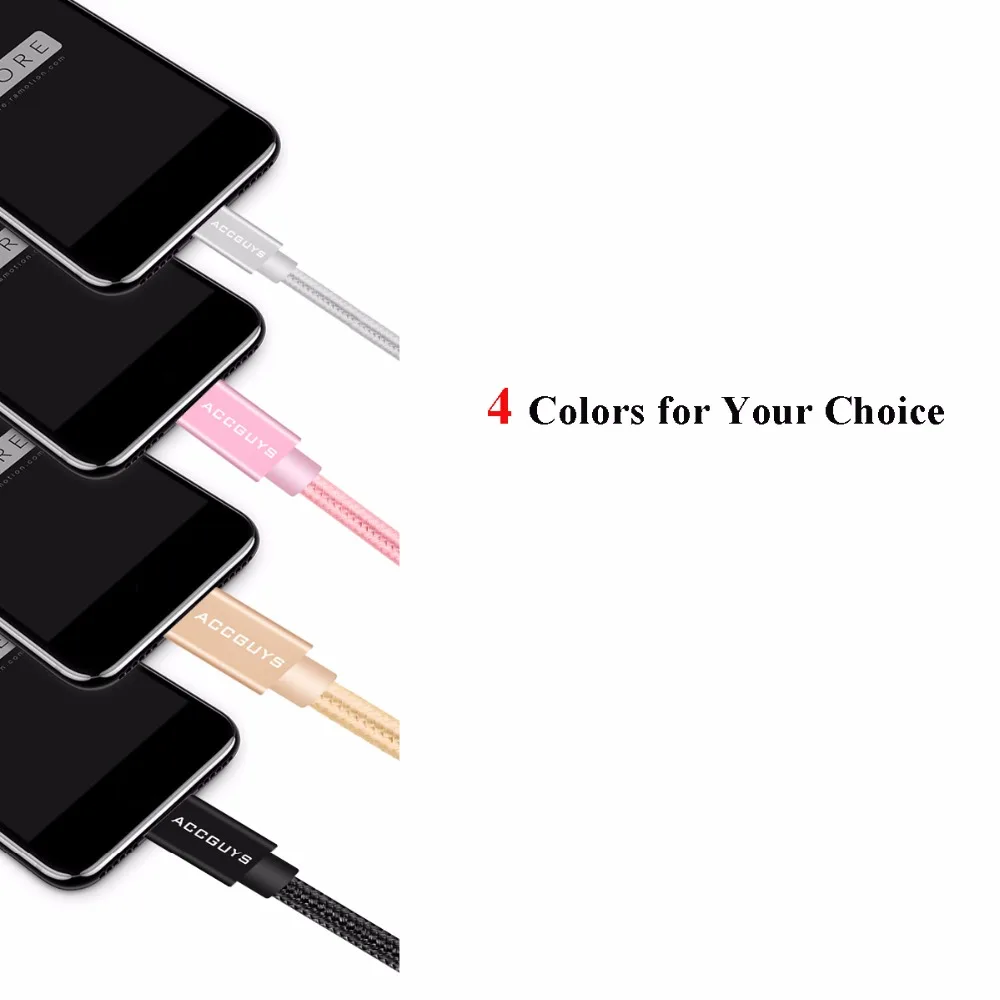 ACCGUYS для Macbook Type C освещения 2.4A USB Кабель зарядного устройства iphone 7 8 X usb c кабель
