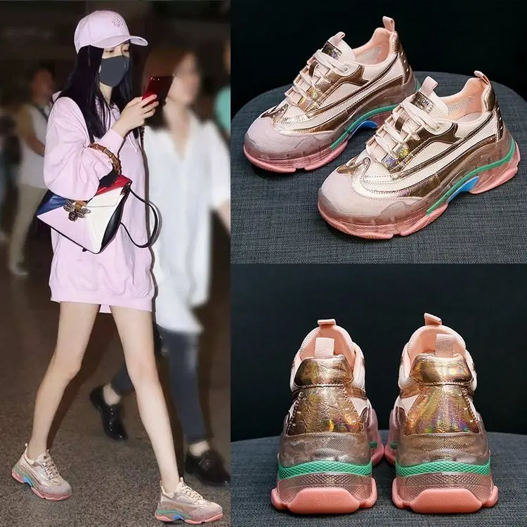 

NEW Women Chunky Sneakers Platform Spring Shoes Woman Casual Footwear Female Pink Sneaker dames Dad Shoes trainers basket femme