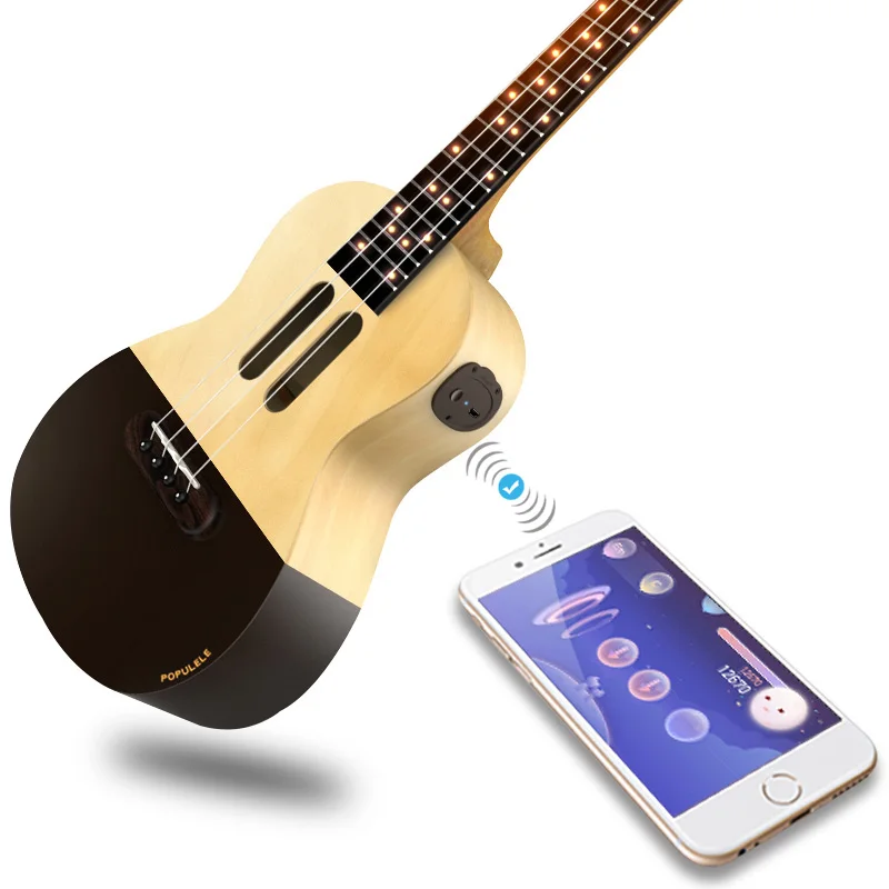 Skup Populele U1 inteligentny koncert Ukulele sopran 4 struny 23 Cal akustyczna gitara elektryczna z Xiaomi APP telefon Guitarra Ukulele