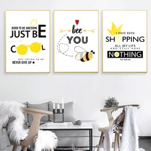 Basit İngilizce Mektup Arı A2 A3 A4 Tuval Boyama Sanatı Soyut Baskı Posteri Resim Duvar Oturma Odası Ev Dekor(China)