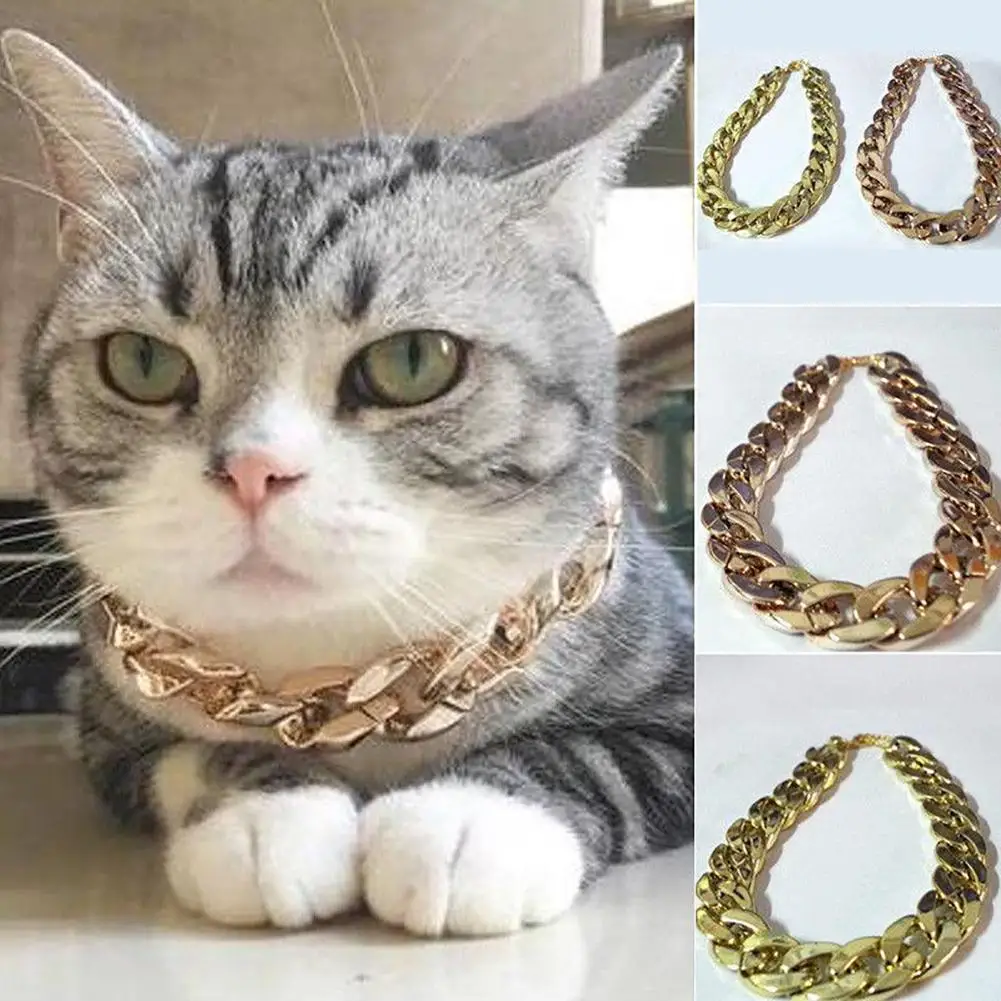 

36cm/45cm Adjustable Dog Cat Punk Chain Collar Lead Wide Necklace Pet Accessory Cute
