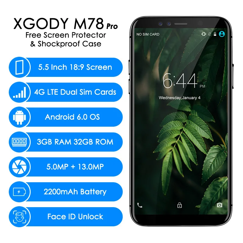 XGODY M78 Pro 4 аппарат не привязан к оператору сотовой связи смартфон 5 дюймов 18:9 3g
