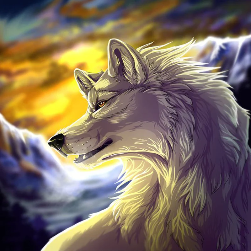 100% 5D diy diamond painting white wolf diamond painting round diamond
