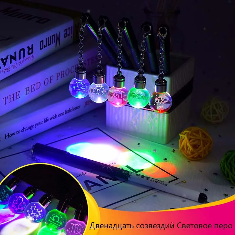 

1 Pcs Creative Kawaii 12 Constellations Glass Ball Luminous Pendant Gel Pen Student Personality Signing Pens Gift Stationery