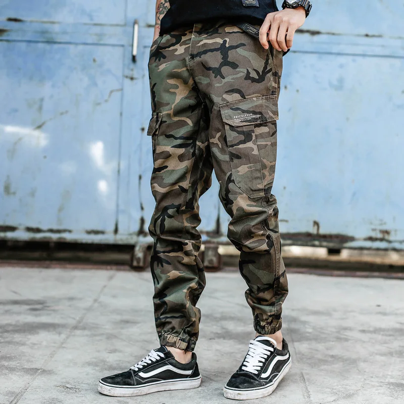 Осенние модные мужские джоггеры, камуфляжные армейские штаны, мужские черные цвета в стиле панк, хип-хоп джинсы, брюки с карманами homme