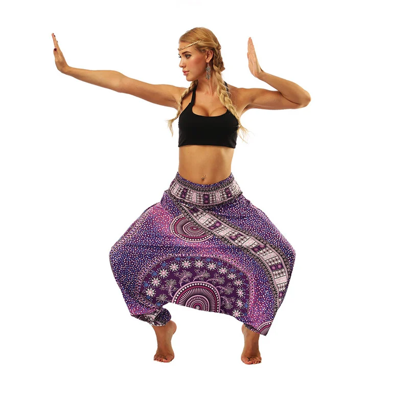Women Pants Casual Summer Loose Yoga Trousers Baggy Boho Aladdin Jumpsuit Harem Long Trousers Comfortable Harem Pants F#J18 (10)