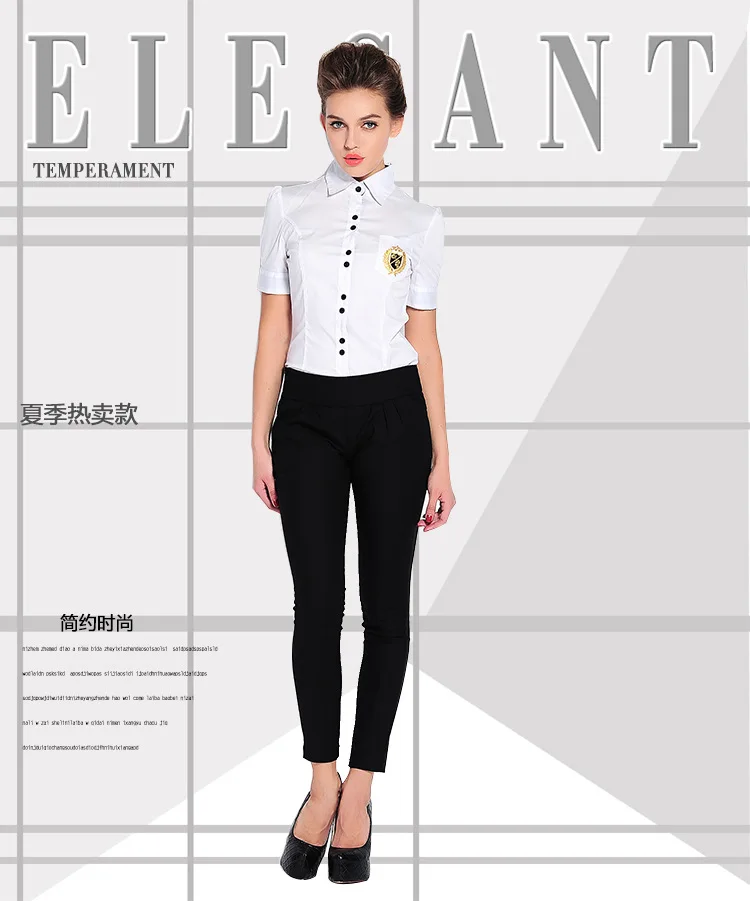 2020 Summer Short Sleeves Turn-down Collar Slim Body Conjoined Shirts Women Pocket Business Attire OL Office Lady Shirt Blouses - 33007547742