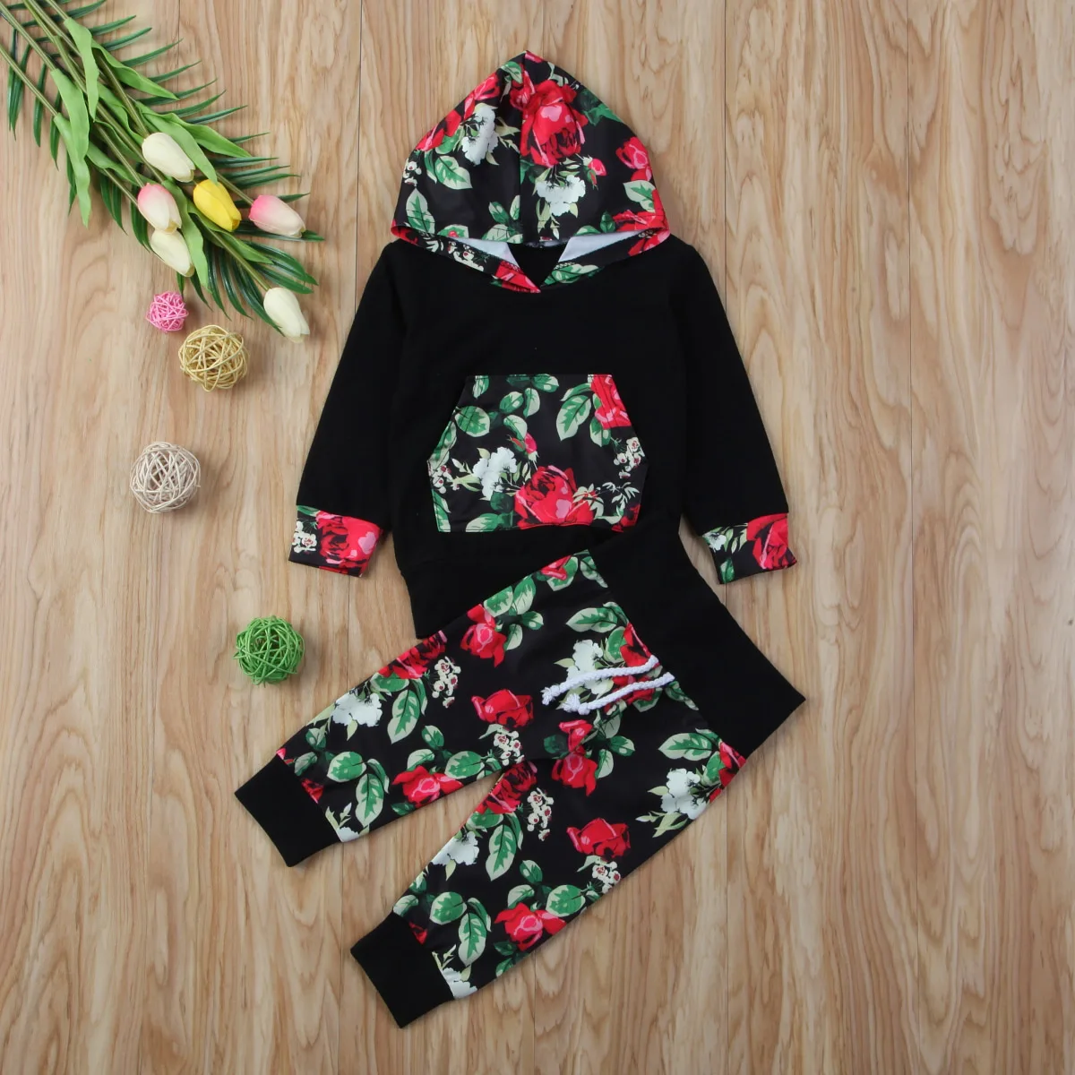 

Floral Baby Girls Warm T-shirt Sweatshirt Tops+Pants Outfit Toddler Clothes