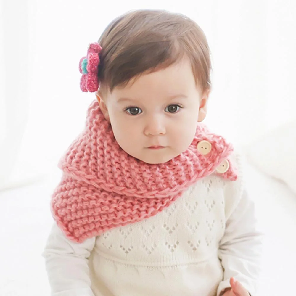 

1Pc Toddler Baby Fashion Button Knitting Scarf Boys Girls Crochet Knit Shawl Cape Cloak Winter Warm Knitted Solid Scarfs for Kid