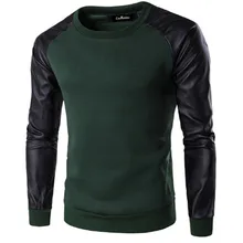 2017 New Leather Sleeves Assassin creed Fashion Sweatshirts Patchwork Men’s Sportwear Pullover
