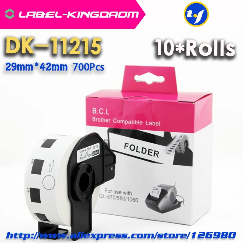 

10 Rolls Compatible DK-11215 Label 29mm*42mm Compatible for Brother Label Printer All Come With Plastic Holder 700Pcs/Roll