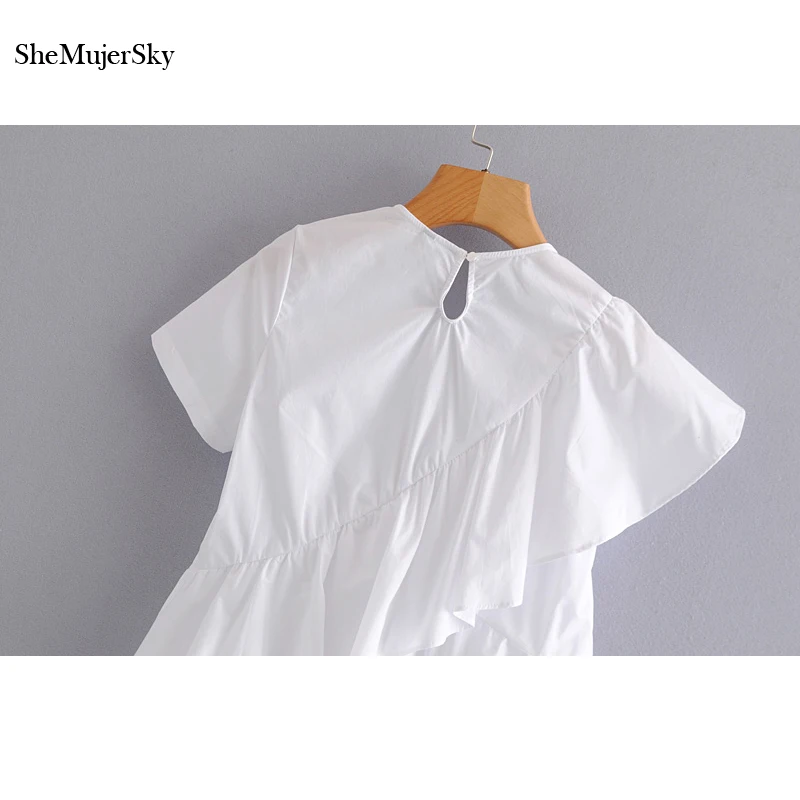 SheMujerSky рубашки с оборками для женщин летние блузки blusas femininas elegante Топы