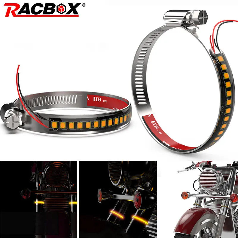 

2pcs Universal Motorcycle Styling Amber Led Turn Signal Light Strip Warning Signal Light For Kawasaki Yamaha MotorBike 12V 255mm