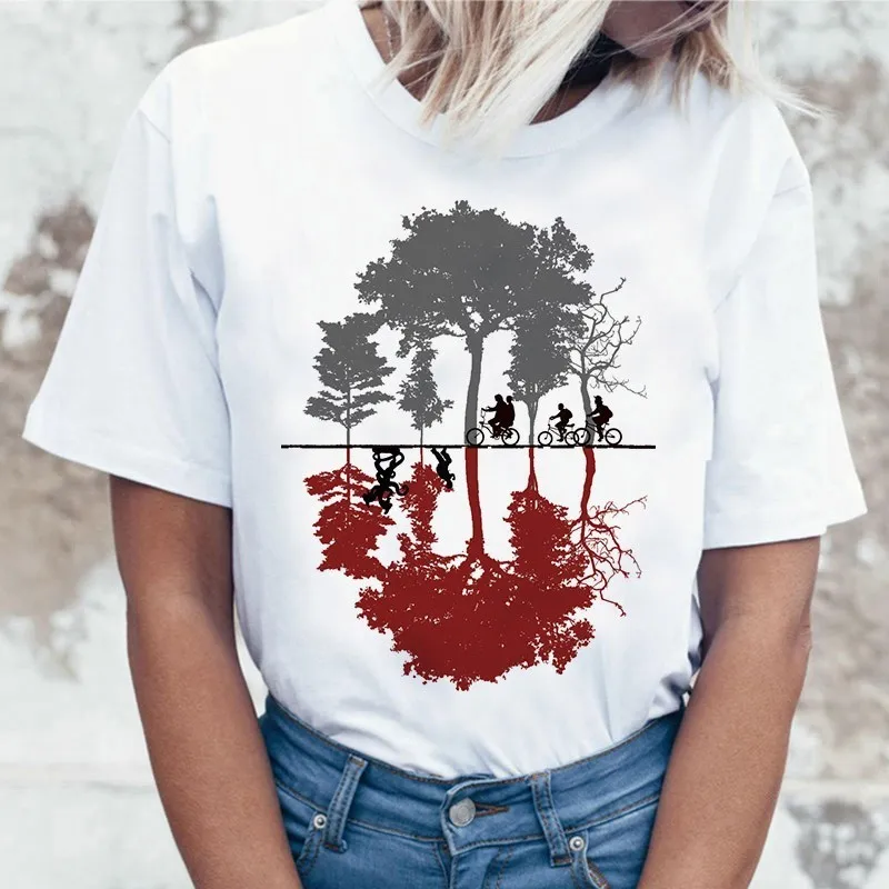 

Stanger Things T shirt Women white oversized fashion Woman Tshirt summer 2019 Harajuku aesthetics O-neck Tops Female T-shirts