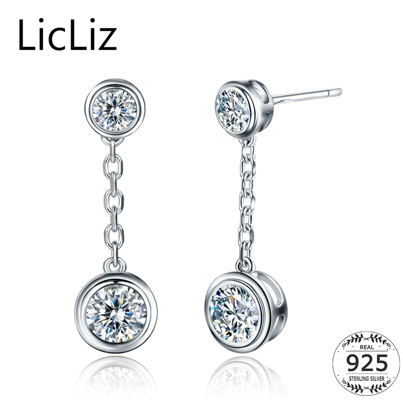 Licliz 925 серебро Висячие серьги для Для женщин звено цепи Длинные висячие висит