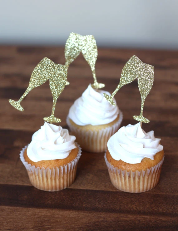 Or Paillettes Champagne En Verre De Forme De Petit Gateau De Mariee Douche D Anniversaire Parisien Theme Decorations De Fete Foodpicks Aliexpress