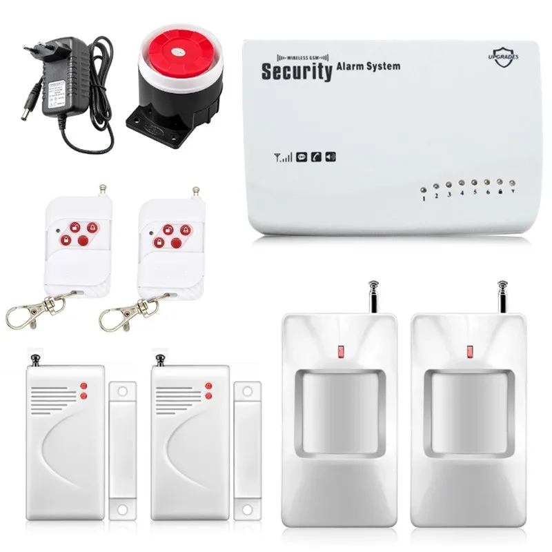Free Shipping Wireless GSM Alarm System Security Home Alarm English Voice with PIR detector SMS Call Remote Control Setting free shipping intercom home security wireless gsm alarm system for your security