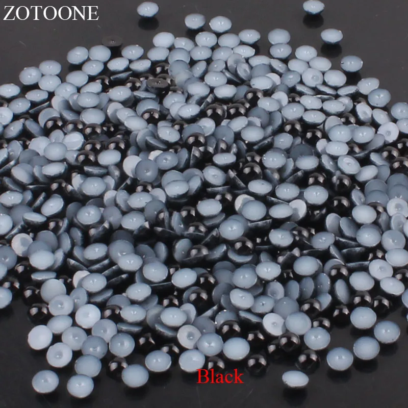 

ZOTOONE 1000Pcs 2-5mm ABS Resin Half Round Black Pearls For Nail Art DIY Phone Nails Flatback Non Hotfix Rhinestones Pearl Shoes