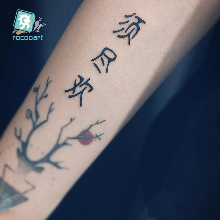 Rocooart Kata Kata Bahasa Inggris Hitam Tato Huruf Cina Tato Palsu Lengan Taty Tatouage Tubuh Seni Tahan Air Tato Sementara Stiker Sementara Tato Aliexpress