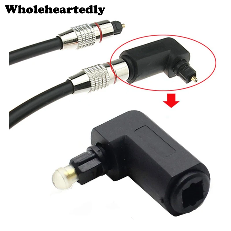 2 pcs/lot Toslink 90 Degree Digital Optical Audio Cable Adapter Male to Female Right Angle 360