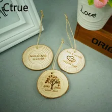 5 см персонализированное сохранить Дата DIY полено подарок теги с Сердце веревка Свадебные душ пользу Вечерние сельский метки