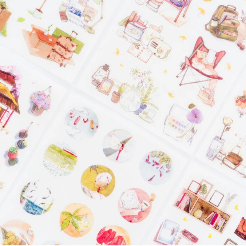 

6 pcs/box Warm home Washi Stickers Diary Album Label paper Sticker DIY Decoration Stationery Sticker Children Gift