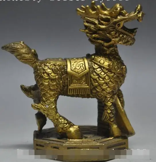 

S2856 chinese fengshui copper bronze animal Kirin Unicorn Kylin wealth lucky statue