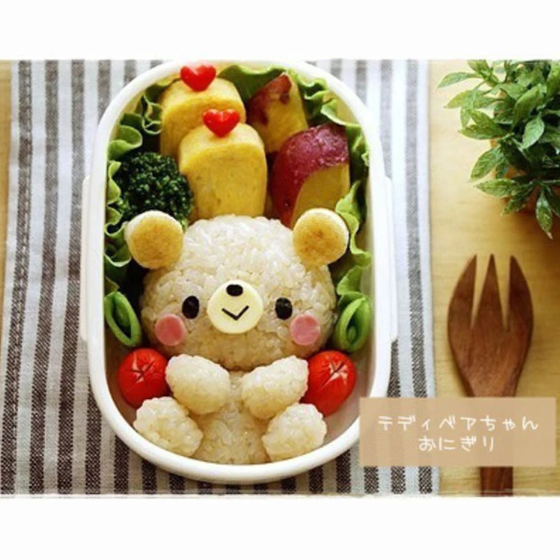 

3pcs/set Sushi Rice Balls Mold Bears Elephants Fish Sushi Mold Lunch Kitchen Accessories Baking Tools