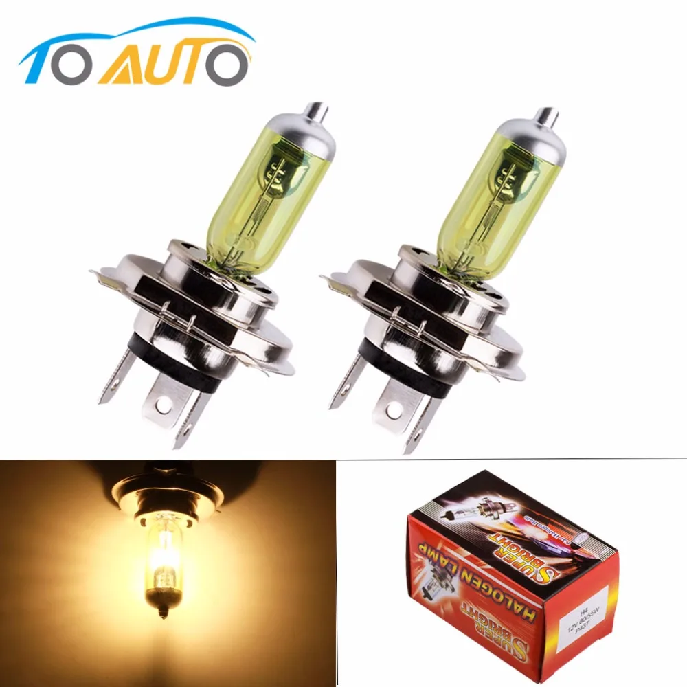 

2pcs 12V H4 55W Yellow Fog Lights Halogen Bulb High Power Lamp Car Light Source parking Head auto 60/55W 3000K