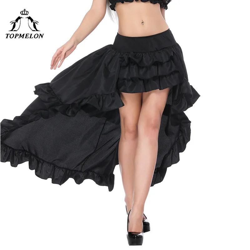 TOPMELON Женская юбка ретро женский стимпанк юбка в готическом стиле черный эластичный вырез оборками покрытием корсет юбки для женщин плюс размеры